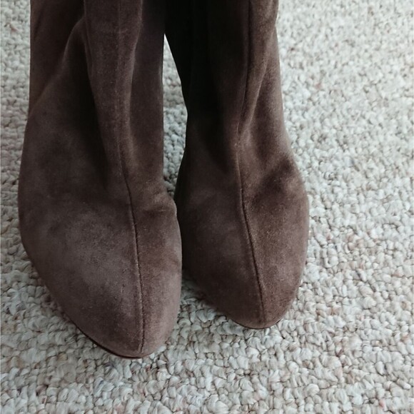 Joie brown knee high leather pull on boots wood block heel size 36.5 - Picture 6 of 13